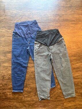 Amazon Maternity Stretch Waist Jean bundle- Blue and Gray
